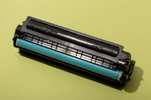 still life cyan toner arrangement