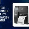 Industrial barcode printer printing labels, showing how ribbons, label material, and DPI affect barcode print quality