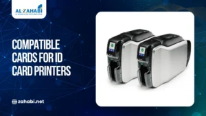 Professional ID card printers displayed for compatible PVC cards and secure ID badge printing solutions