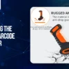 Rugged handheld barcode scanner designed for industrial use with IP67 durability and drop resistance features