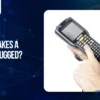 Handheld rugged mobile computer device used for barcode scanning and industrial data collection in harsh work environments