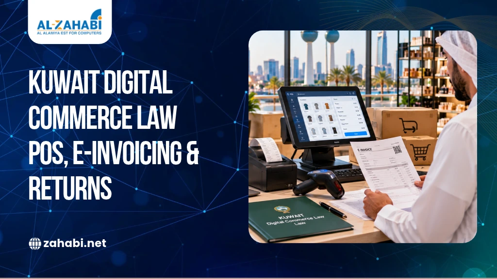 Kuwait digital commerce law covering POS systems, electronic invoicing, and retail returns management.